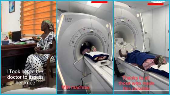 Nana Tea: Philanthropist takes groundnut seller to the hospital to assess her knee, video warms hearts