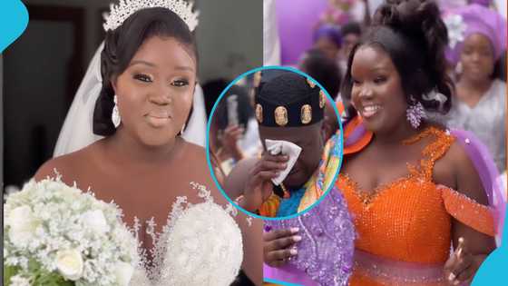 Ghanaian groom weeps as gorgeous bride rocking magnificent kente gown shows off her dance moves