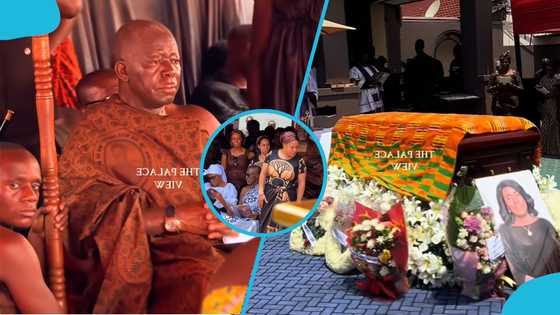 Otumfuo’s grandchildren devastated as they tearfully read tribute to late mum at her funeral, video