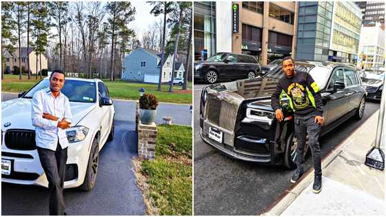 Twene Jonas: Ghanaian social commentator looks dapper in classy looks while posing with his Rolls-Royce, Lamborghini and other posh cars