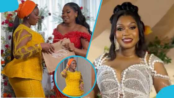 John Dumelo’s wife takes over her friend’s wedding with her beaded kente gown