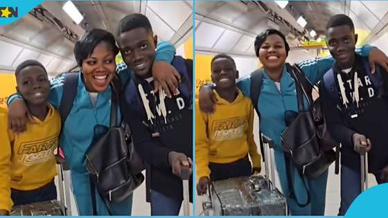 Ghanaian lady in UK delights as she reunites with sons at Heathrow airport after 10 years, video evokes joy