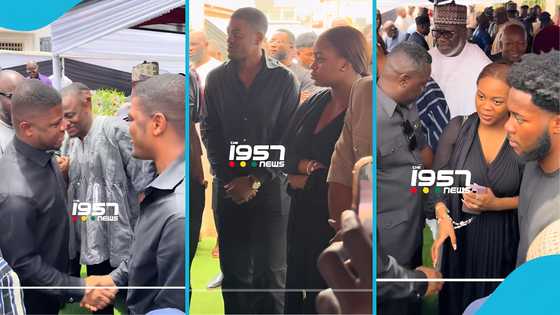 Sharaf and Farida Mahama mourn with their father and others at Alhaji Muniru Limuna's funeral rites ceremony