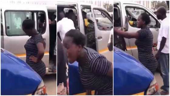 A curvy lady demanding more money from her trotro driver boyfriend causes a scene on the roadside