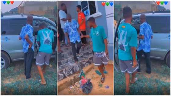 Why is his face like that? Reactions as dad keeps straight face as son buys him a new car in video