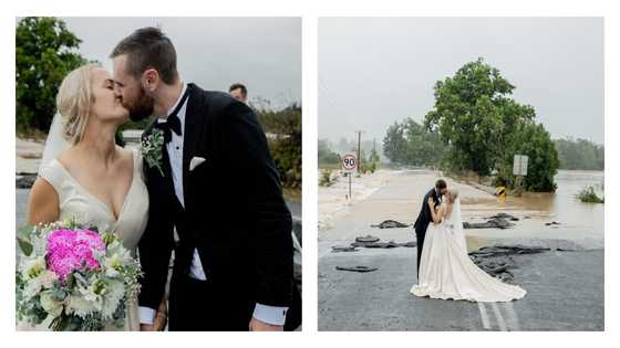 Bride stranded by floods on wedding day airlifted by helicopter to church
