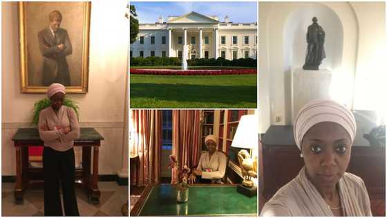 African lady causes stir after sharing pics of herself in White House during Trump's reign