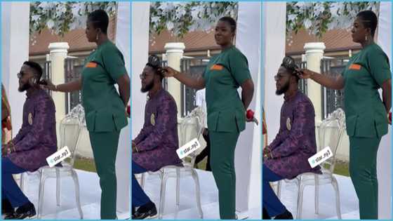 Ahuofe Patri takes best man role personal as she holds portable fun so Kalybos does not sweat