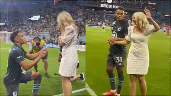 Footballer boldly proposes to beautiful girlfriend on the pitch; fans go gaga in video