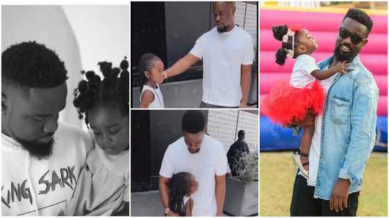 Sarkodie chills with daughter Titi in matching attire; fans fawn over them
