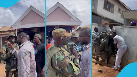 Obuasi East: NDC man stands his ground in tense altercation with military men, commands them to leave