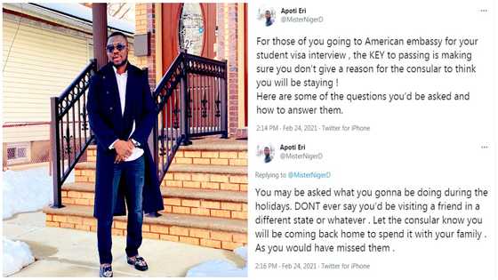 Man in the US shares reasons American embassy denies people visas; shows what to do to pass interview
