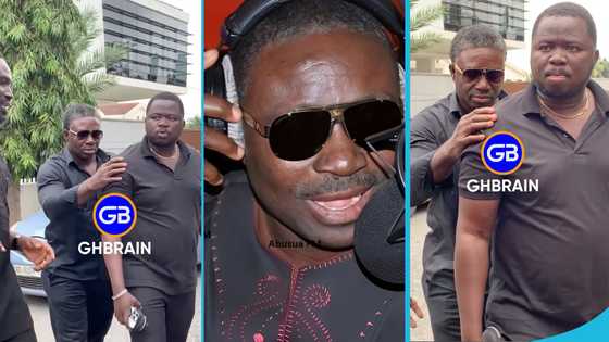 Otwinoko: Daddy Lumba’s visually impaired relative arrives at his residence with his aide to mourn him
