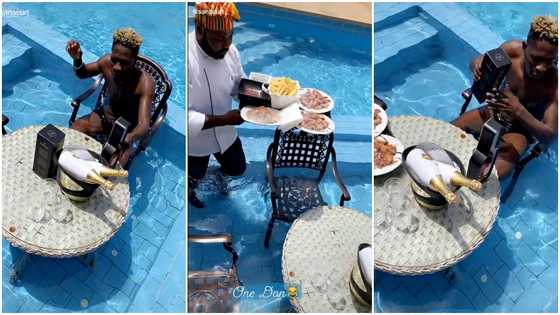 Shatta Wale Gets Served Food Inside Swimming Pool; Funny Video Causes Stir