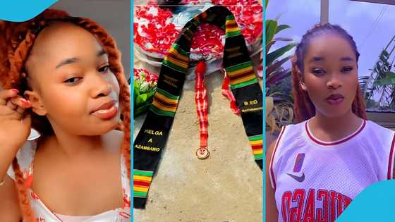 Ghanaian lady gets emotional as she visits dad's grave to announce her graduation, video drops