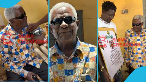 Veteran actor Paa George resurfaces in public, receives big honour in a video