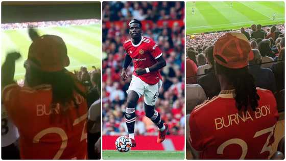 Video of Burna Boy playing Black Sheriff's 2nd Sermon at Old Trafford while going to watch Man Utd pops up