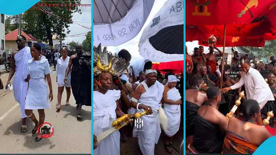 Asantehemaa's funeral: Tepamanhene's entourage greets Otumfuo, steals the spotlight at Manhyia Palace