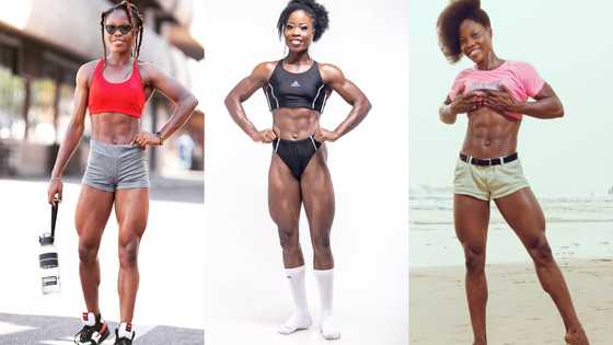 This is unbelievable - Fans scream as Ghana's strongest woman flaunts her 6-pack abs in new photos