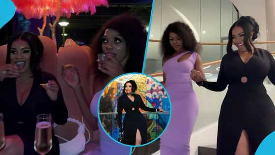 Serwaa flaunts fine obroni legs as she dines with Khosi Twala in SA, videos go viral