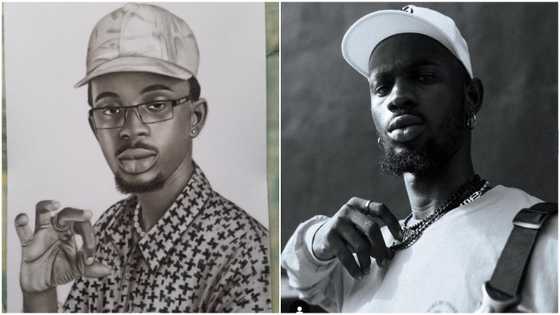 You dey another level: Man stuns with pencil drawing of Black Sherif; fans praise his talent