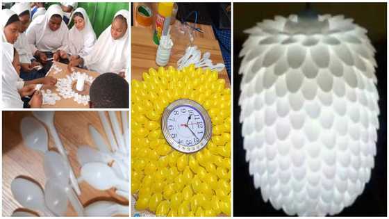 Students Create Lamp, Chandelier and Clock from Rubber Spoons; Beautiful photos drop