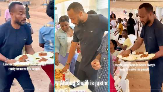 Weija-Gbawe MP Jerry Ahmed Shaib serves food to party guests on the street, Ghanaians react