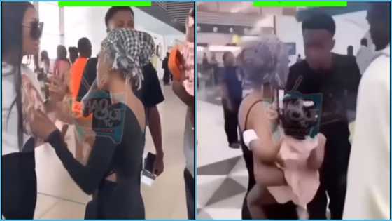 Baby mama of businessman disgraces him at airport while leaving Ghana with his new girlfriend