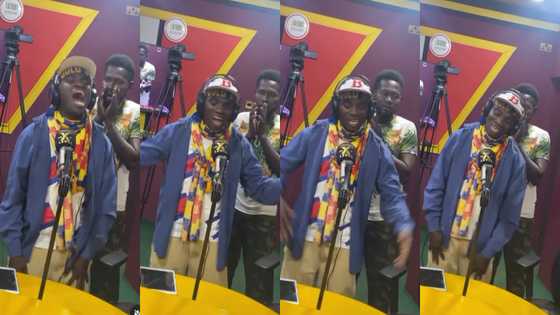 Dr UN spotted in studio recording funny song; fans can't stop laughing over his voice (video)