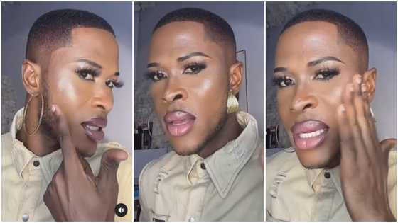 Angry man shows off beautiful facial makeup to spite jealous ladies in video, netizens unhappy