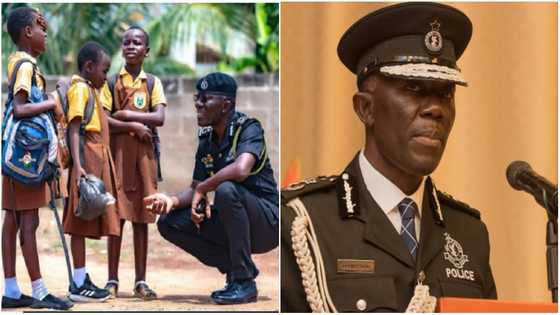 IGP Dr Akuffo Dampare walks frightened pupils to school at Sapeiman