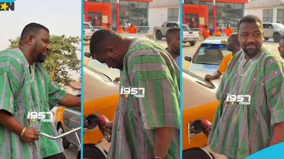 John Dumelo distributes free fuel to taxi drivers at Haatso: "MP papa paa"