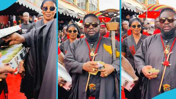 Ajagurajah storms Mamponghene's funeral with suitcase full of cash, video causes stir