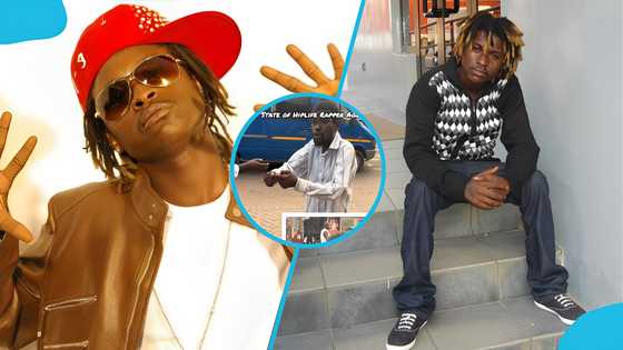 Embattled rapper Agbeko looks unkempt as he begs Andy Dosty for money on the streets, video
