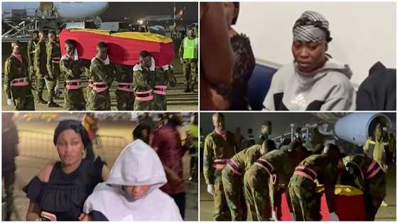 She can't watch: Christian Atsu's twin sister breaks down at Kotoka Airport, moves awa from his casket (Video)
