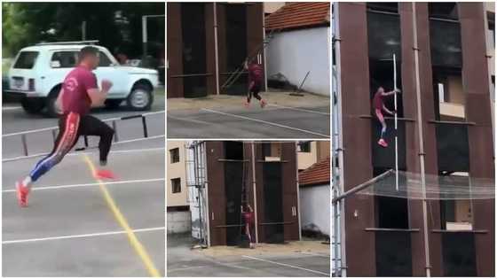 Man Climbs 5 Storey Building With Ladder in Fast Manner Within Seconds In Viral Video