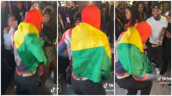 Man dressed as Spider-Man displays nice azonto moves in public, people gather around him in video
