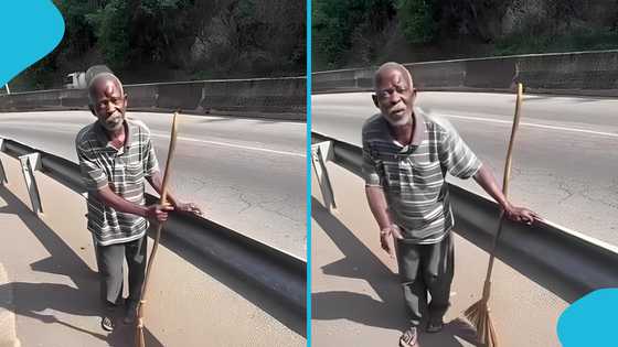 “I only need a broom”: Elderly man who sweeps from Ayi Mensah to Peduase daily shares his story