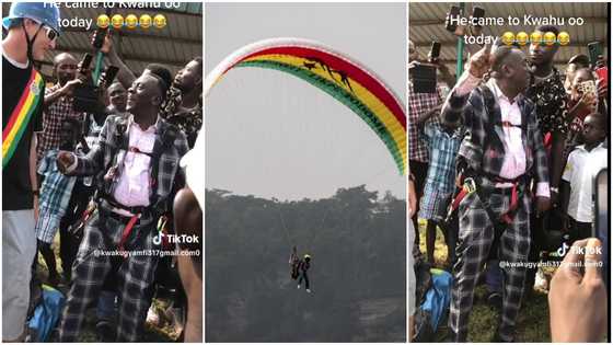 Akrobeto goes paragliding whiles in suit in funny video; peeps react