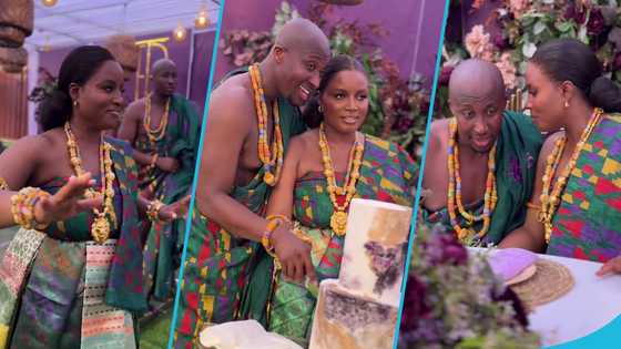 Irene Logan and her husband cut a simple cake at their traditional wedding, get all booed up in video