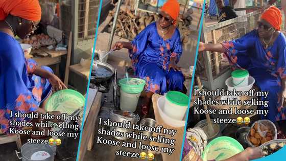 Koose seller looks neat and stylish as she fries Koose and sells them at the roadside in video