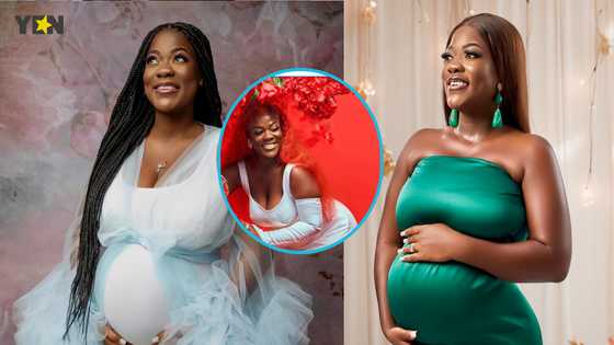 Ghanaian TikToker Asantewaa looks gorgeous in 5 elegant dresses for her pregnancy photoshoot