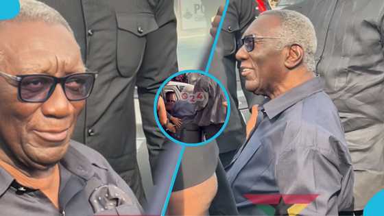 Aides carry 'weak' President Kufuor from his car into his wheelchair at state funeral grounds, video