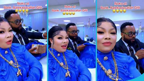 "Salah money": Agradaa and hubby Angel Asiamah fill a blue rubber bag with cash for Eid fest, video