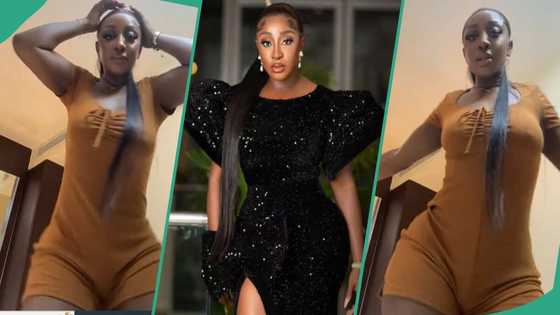 Nollywood actress Ini Edo dishes out provocative dance moves, flaunts her hourglass figure; "Mama you don old"