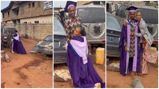Grateful daughter runs to her father's mechanic shop after graduating to thank him in video