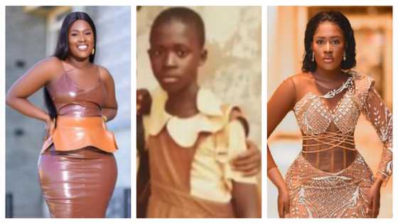 Time changes: Childhood photo of Fella Makafui in primary school drops, her big shoes get attention