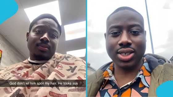 Ghanaian man gets his first haircut in UK after several months of relocation, peeps react