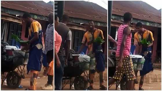 Video emerges as hardworking young man is seen selling food in wheelbarrow