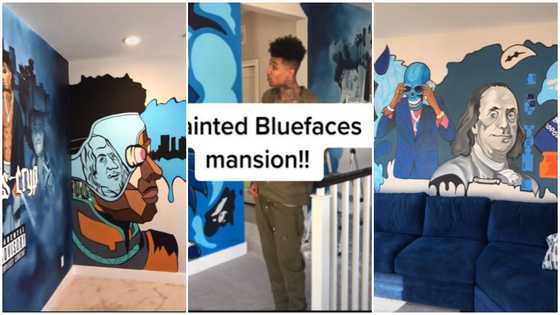 Man paints the walls of American Rapper Blueface's mansion with impressive designs